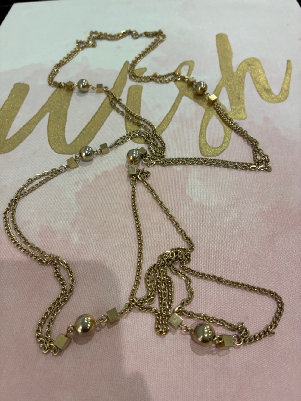 Gold-Tone Layered Bead & Cube Necklace - Women Jewelry